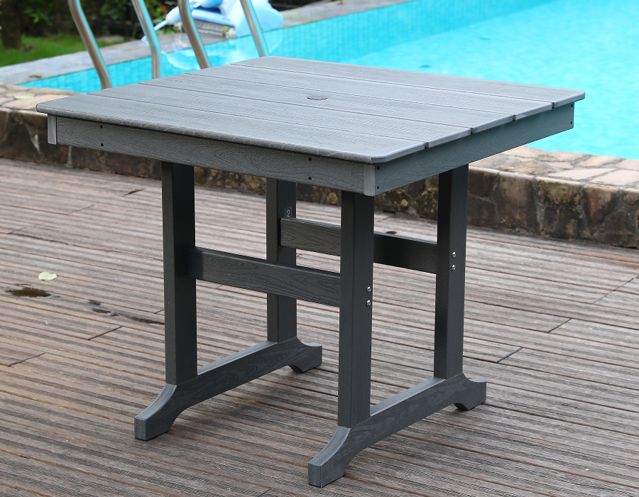 Table carrée en PEHD gris résistant aux intempéries
