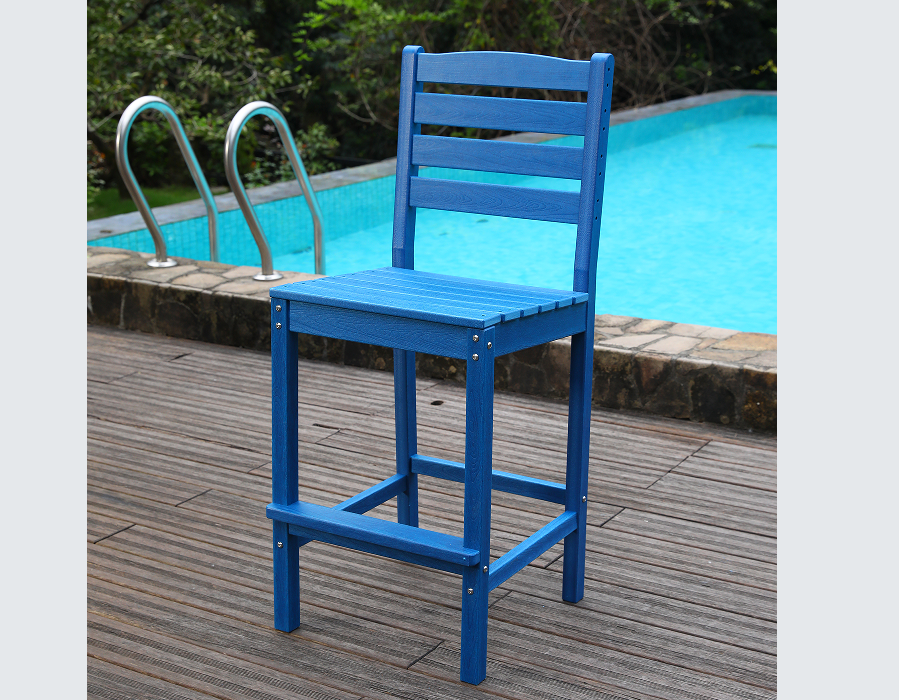 Ensemble de salle à manger de bar social en PEHD bleu vif