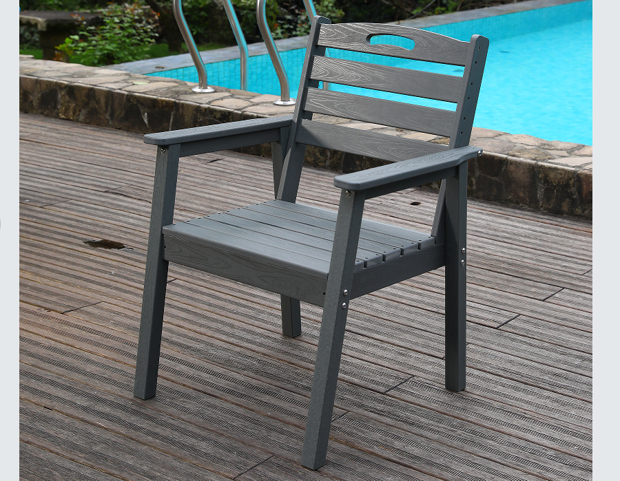 Chaise de salle à manger en PEHD à dossier croisé simple gris ardoise