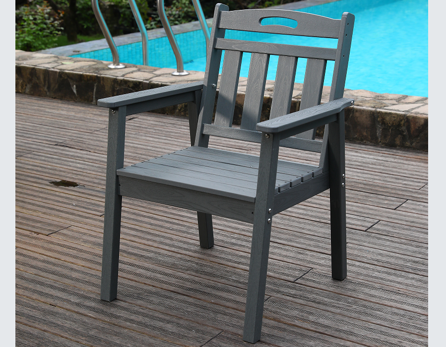 Chaise de salle à manger verticale en PEHD texturé gris patiné