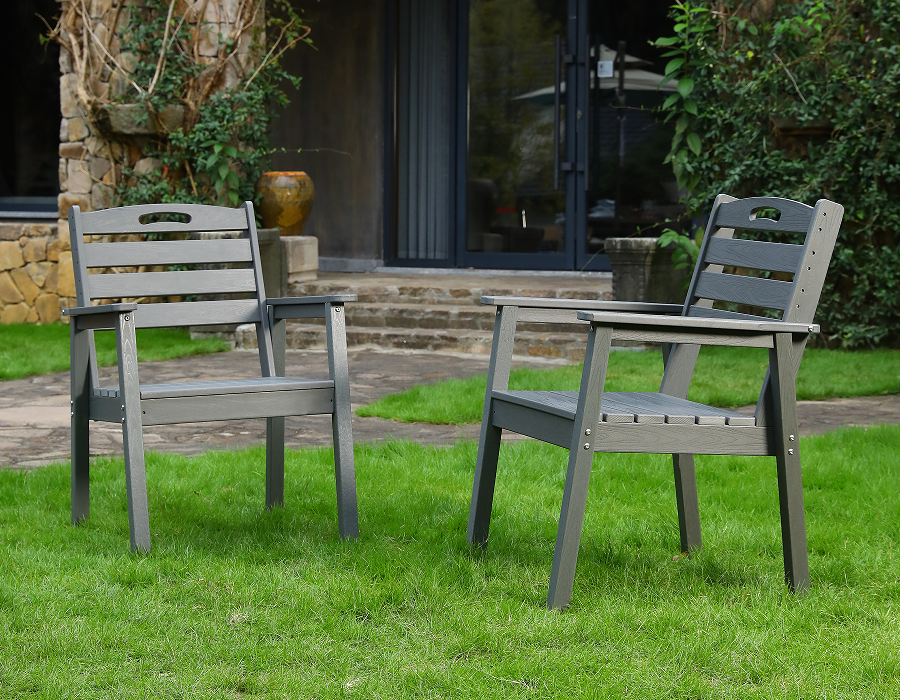 Chaise Adirondack classique en PEHD à dossier en X, gris anthracite, paquet de 2