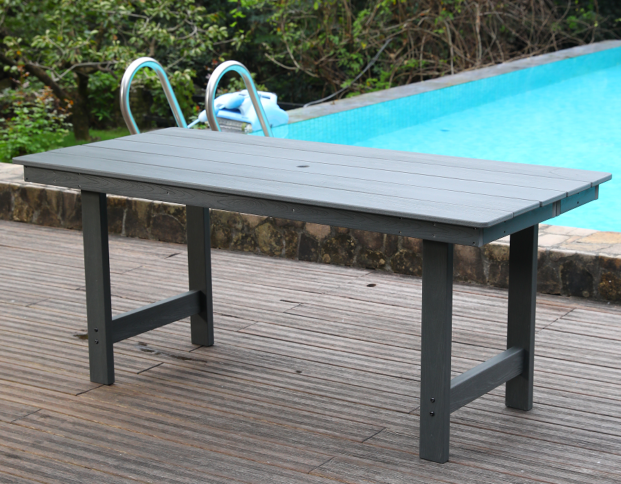 Table d'extérieur rectangulaire en PEHD gris