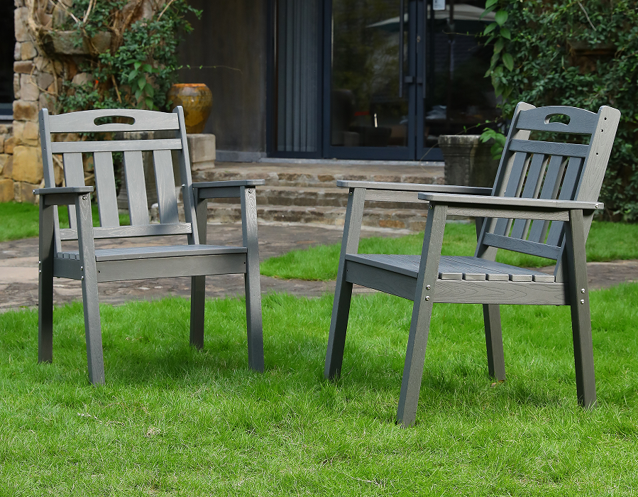 Chaise de salle à manger Adirondack verticale en PEHD, gris ardoise, paquet de 2