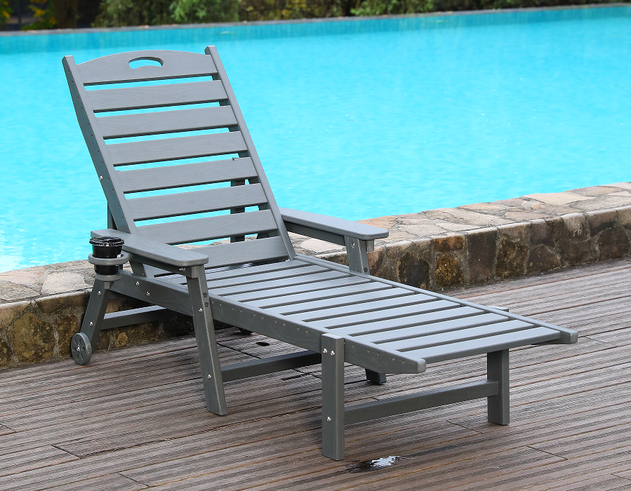 Chaise longue Adirondack simple en PEHD gris urbain
