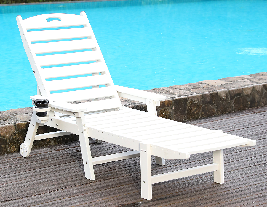 Chaise longue Adirondack Solo en PEHD blanc brillant