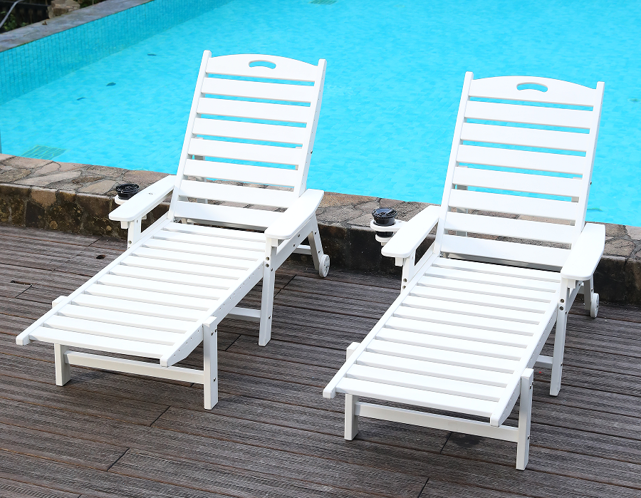 Ensemble de salon Adirondack minimaliste en PEHD blanc pur, paquet de 2