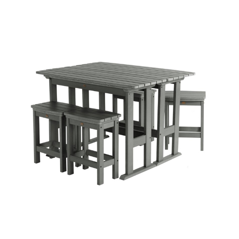 Ensemble de salle à manger moderne 6 pièces en PEHD gris foncé