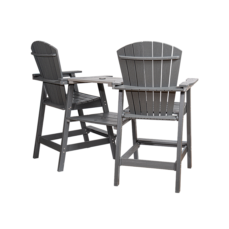 Banc double compagnon en PEHD gris avec construction durable