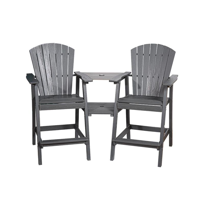 Banc double compagnon en PEHD gris avec construction durable