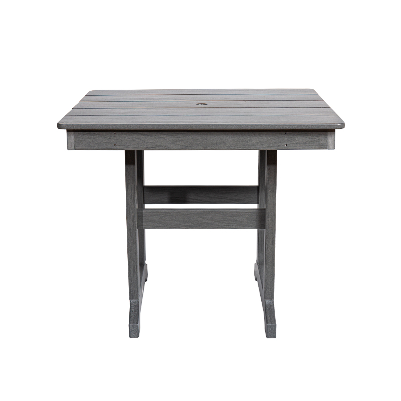 Table de salle à manger carrée en PEHD gris pour usage intérieur et extérieur