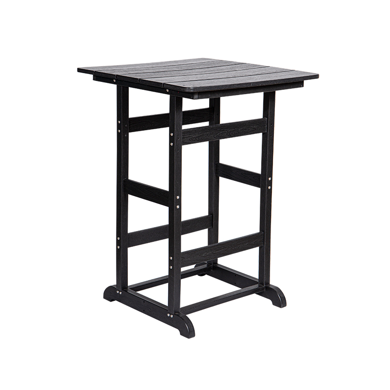 Table de salle à manger carrée à pieds longs en PEHD compacte grise