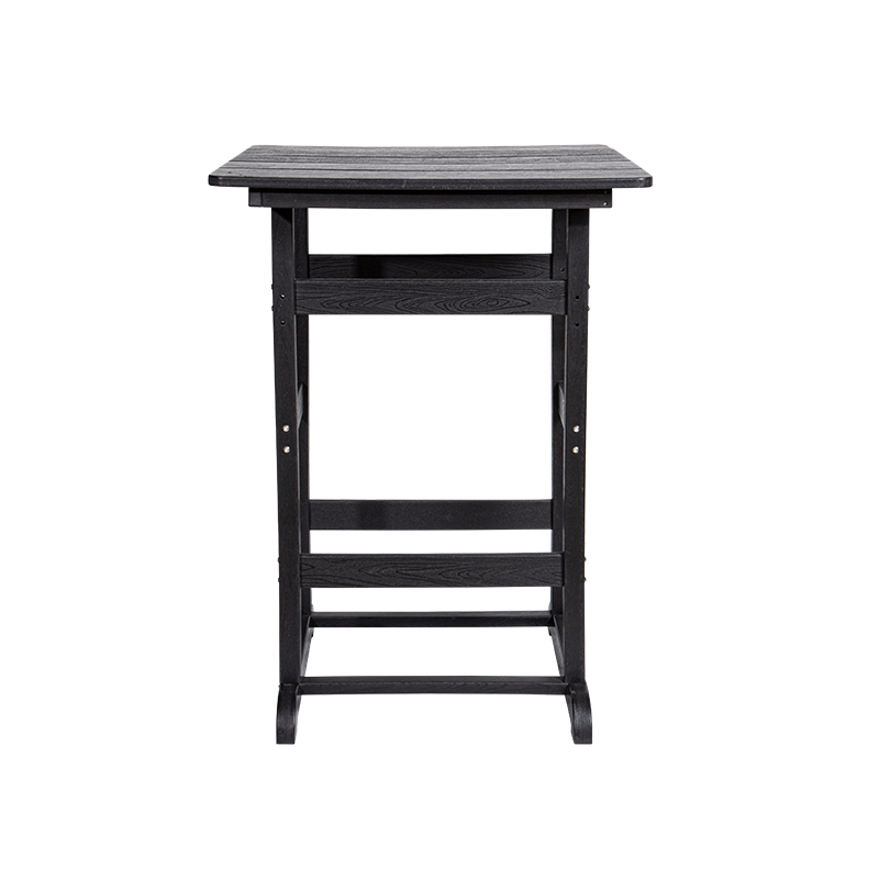 Table de salle à manger carrée à pieds longs en PEHD compacte grise