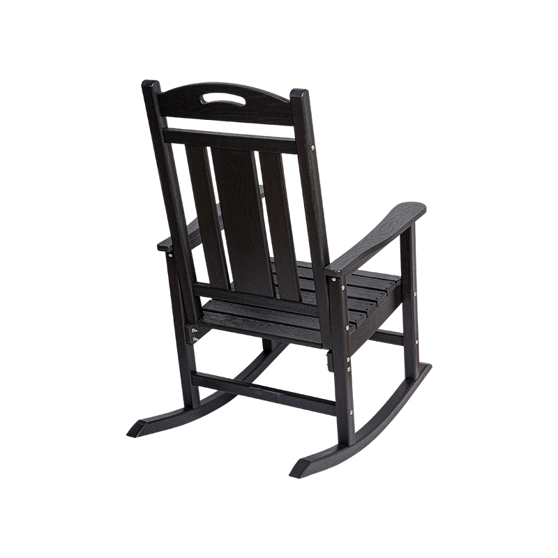 Chaise à bascule de patio noire recyclée en PEHD