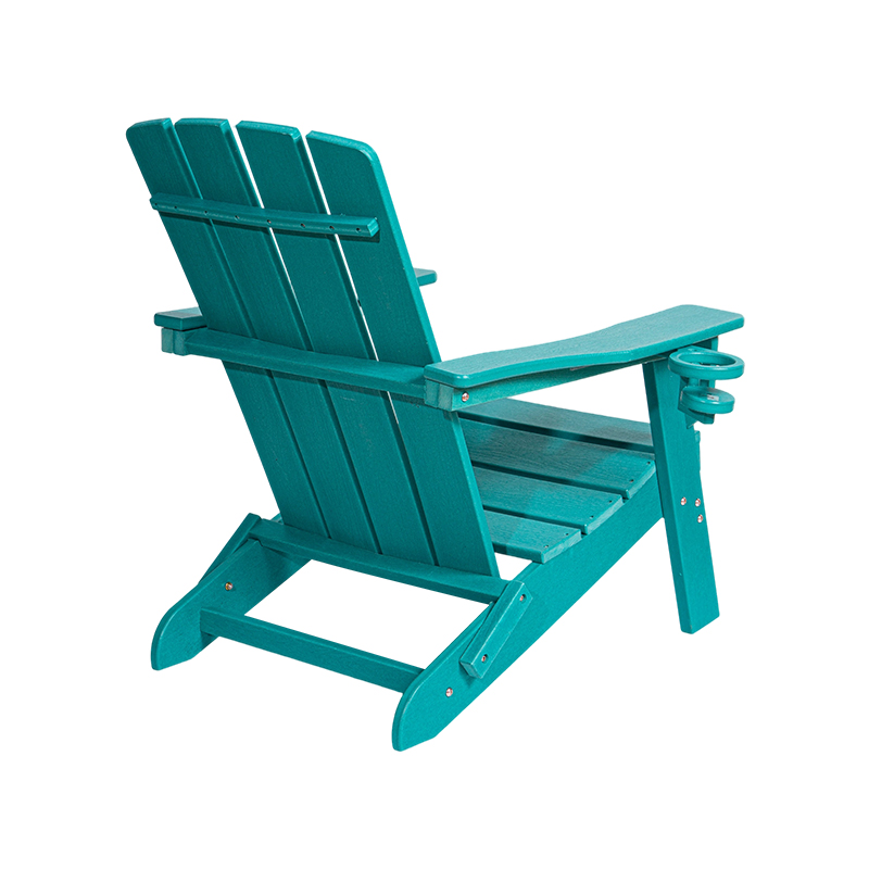 Petite chaise Adirondack en PEHD bleu lac avec quincaillerie en acier inoxydable
