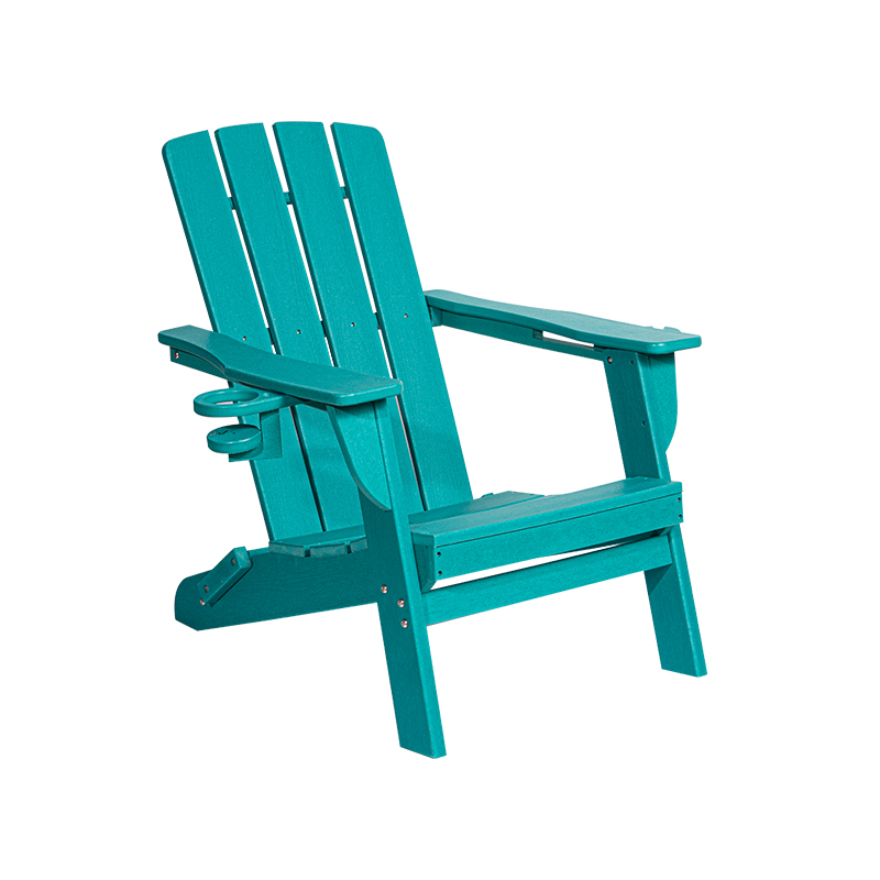 Petite chaise Adirondack en PEHD bleu lac avec quincaillerie en acier inoxydable