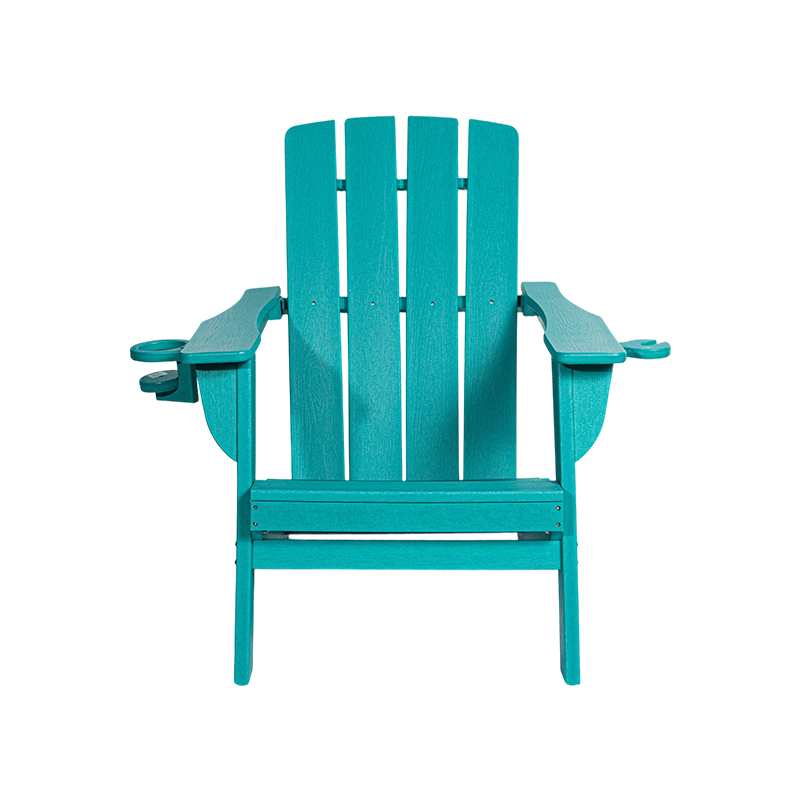 Petite chaise Adirondack en PEHD bleu lac avec quincaillerie en acier inoxydable